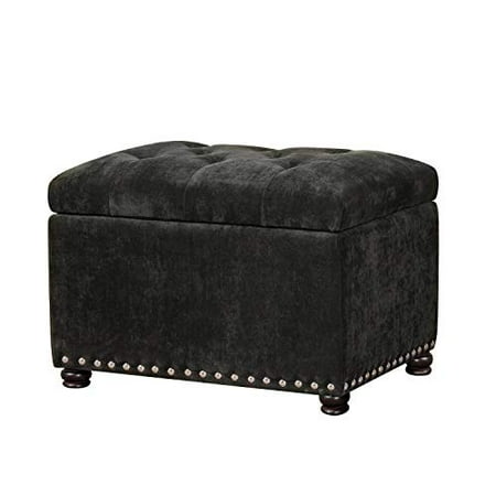Deco De Ville 24 Dark Grey Rectangle Lift Top Storage Ottoman Bench Velvet Tufted Footstool with Nailhead Trim Deco De Ville 24 Dark Grey Rectangle Lift Top Storage Ottoman Bench Velvet Tufted Footstool with Nailhead Trim